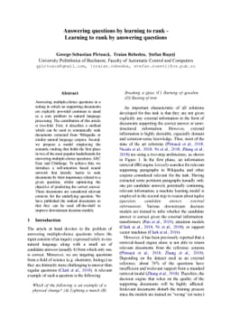 Answering questions by learning to rank -- Learning to rank by answering
  questions