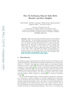 The CL-SciSumm Shared Task 2018: Results and Key Insights