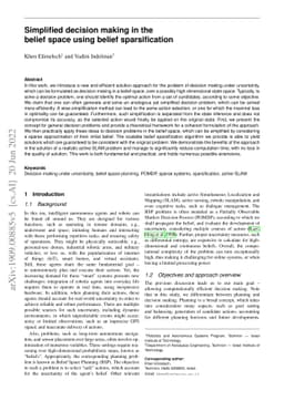 Simplified decision making in the belief space using belief
  sparsification