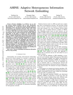 AHINE: Adaptive Heterogeneous Information Network Embedding