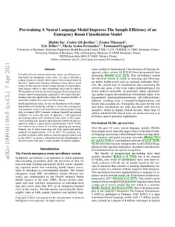 Pre-training A Neural Language Model Improves The Sample Efficiency of
  an Emergency Room Classification Model