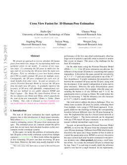 Cross View Fusion for 3D Human Pose Estimation