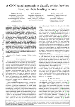 A CNN-based approach to classify cricket bowlers based on their bowling
  actions