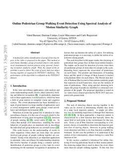 Online Pedestrian Group Walking Event Detection Using Spectral Analysis
  of Motion Similarity Graph