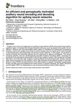 An efficient and perceptually motivated auditory neural encoding and
  decoding algorithm for spiking neural networks