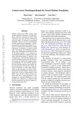 Context-Aware Monolingual Repair for Neural Machine Translation