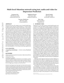 Multi-level Attention network using text, audio and video for Depression
  Prediction