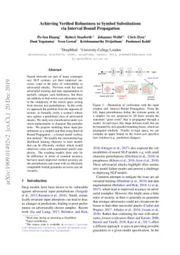 Achieving Verified Robustness to Symbol Substitutions via Interval Bound
  Propagation