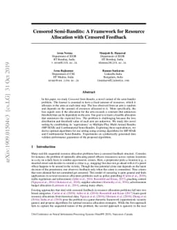 Censored Semi-Bandits: A Framework for Resource Allocation with Censored
  Feedback