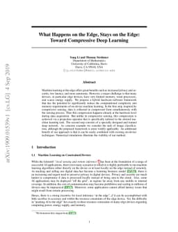What Happens on the Edge, Stays on the Edge: Toward Compressive Deep
  Learning