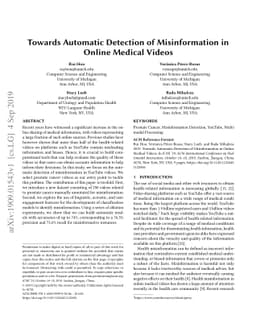 Towards Automatic Detection of Misinformation in Online Medical Videos