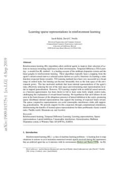 Learning sparse representations in reinforcement learning