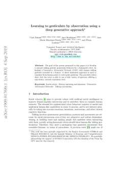 Learning to gesticulate by observation using a deep generative approach