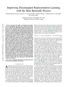 Improving Disentangled Representation Learning with the Beta Bernoulli
  Process