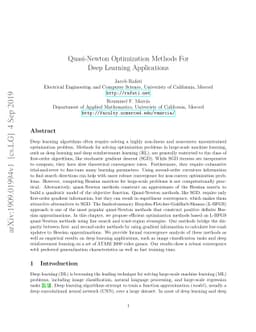 Quasi-Newton Optimization Methods For Deep Learning Applications