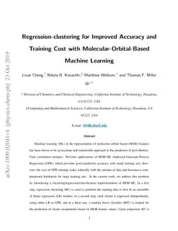 Regression-clustering for Improved Accuracy and Training Cost with
  Molecular-Orbital-Based Machine Learning