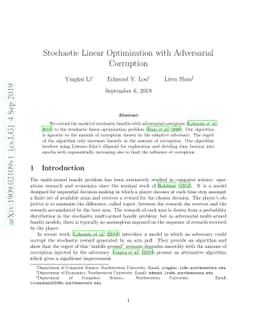 Stochastic Linear Optimization with Adversarial Corruption