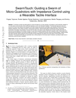 SwarmTouch: Guiding a Swarm of Micro-Quadrotors with Impedance Control
  using a Wearable Tactile Interface