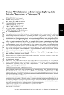 Human-AI Collaboration in Data Science: Exploring Data Scientists'
  Perceptions of Automated AI