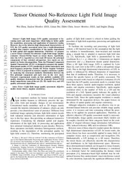 Tensor Oriented No-Reference Light Field Image Quality Assessment