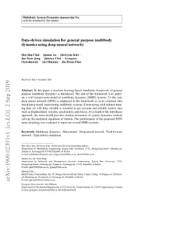 Data-driven simulation for general purpose multibody dynamics using deep
  neural networks