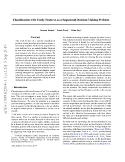 Classification with Costly Features as a Sequential Decision-Making
  Problem