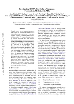 Investigating BERT's Knowledge of Language: Five Analysis Methods with
  NPIs
