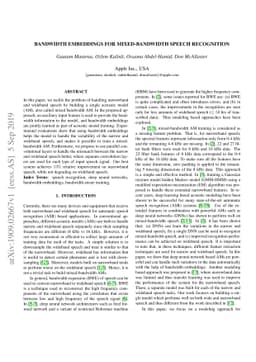 Bandwidth Embeddings for Mixed-bandwidth Speech Recognition
