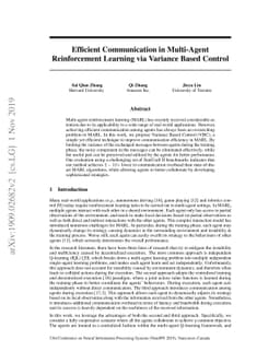 Efficient Communication in Multi-Agent Reinforcement Learning via
  Variance Based Control