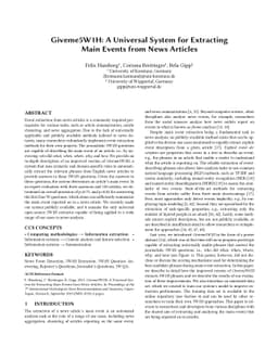 Giveme5W1H: A Universal System for Extracting Main Events from News
  Articles