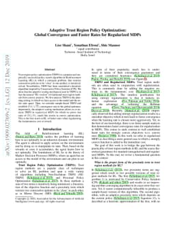 Adaptive Trust Region Policy Optimization: Global Convergence and Faster
  Rates for Regularized MDPs