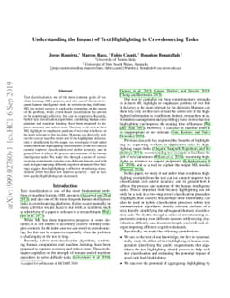 Understanding the Impact of Text Highlighting in Crowdsourcing Tasks