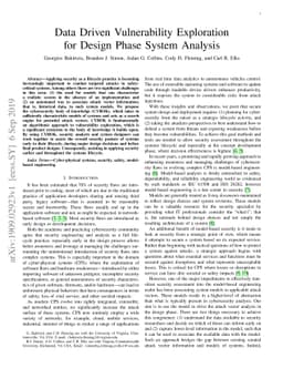Data Driven Vulnerability Exploration for Design Phase System Analysis