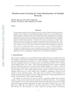 Reinforcement Learning for Joint Optimization of Multiple Rewards