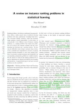 A review on ranking problems in statistical learning