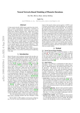 Neural Network-Based Modeling of Phonetic Durations