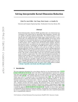 Solving Interpretable Kernel Dimension Reduction