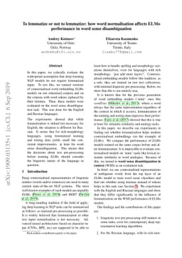 To lemmatize or not to lemmatize: how word normalisation affects ELMo
  performance in word sense disambiguation