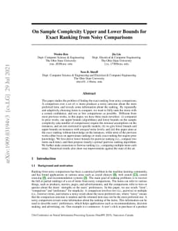 On Sample Complexity Upper and Lower Bounds for Exact Ranking from Noisy
  Comparisons