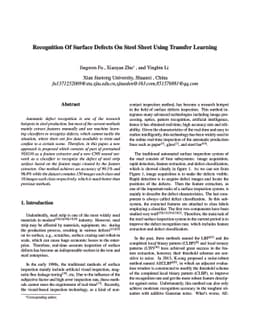 Recognition Of Surface Defects On Steel Sheet Using Transfer Learning