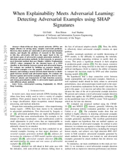 When Explainability Meets Adversarial Learning: Detecting Adversarial
  Examples using SHAP Signatures