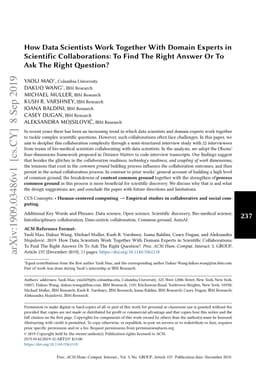 How Data Scientists Work Together With Domain Experts in Scientific
  Collaborations: To Find The Right Answer Or To Ask The Right Question?
