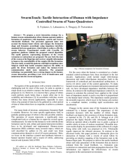 SwarmTouch: Tactile Interaction of Human with Impedance Controlled Swarm
  of Nano-Quadrotors