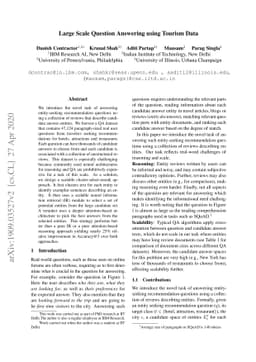 Large Scale Question Answering using Tourism Data