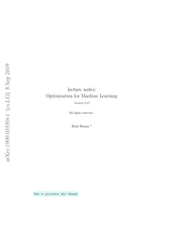 Lecture Notes: Optimization for Machine Learning