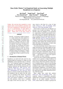 Does Order Matter? An Empirical Study on Generating Multiple Keyphrases
  as a Sequence