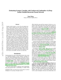 Estimating Granger Causality with Unobserved Confounders via Deep
  Latent-Variable Recurrent Neural Network