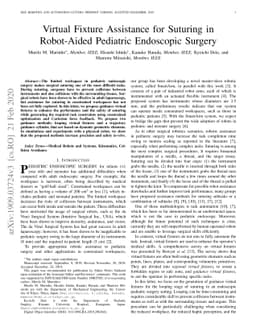 Virtual Fixture Assistance for Suturing in Robot-Aided Pediatric
  Endoscopic Surgery