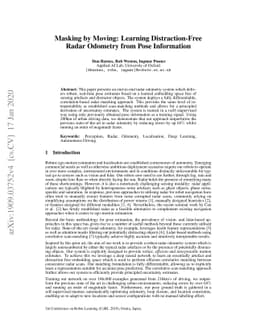 Masking by Moving: Learning Distraction-Free Radar Odometry from Pose
  Information