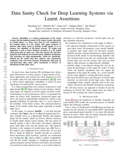 Data Sanity Check for Deep Learning Systems via Learnt Assertions